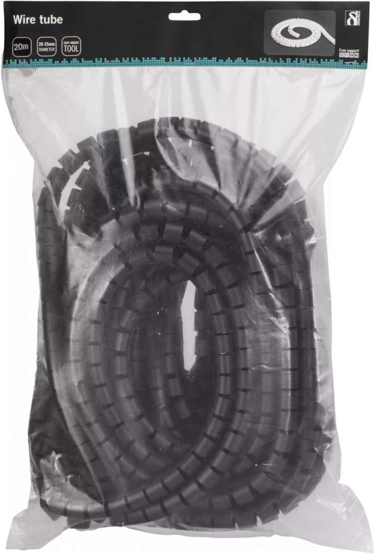 DELTACO Kabelbinder i nylon, 25 mm diameter, inkludert verktøy, 20 m, svart