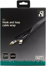 DELTACO kabelsorteringsstrømpe i nylon, borrelås, 5m, svart
