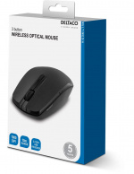 DELTACO trådløs optisk mus, 2 knapper og scroll, 1000 DPI, USB, svart