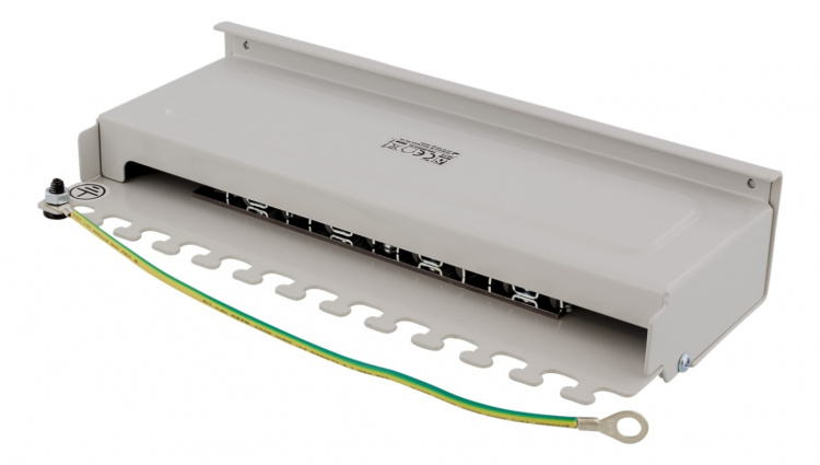 DELTACO Kretspanel, 8xRJ45, Cat6a, veggmonterbart, 10Gbps, grå