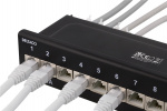 DELTACO Kretspanel, 12xRJ45, Cat6a, veggmonterbart, 10Gbps, svart