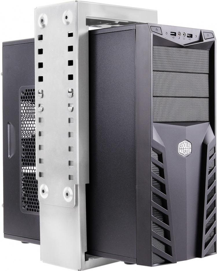 DELTACO datorhållare i stål för montering under bord/vägg, silver