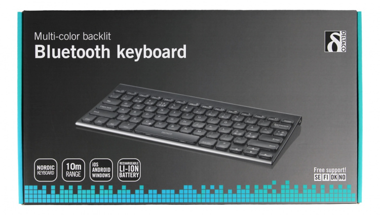 DELTACO trådlöst minitangentbord, bakrundsbelyst, bluetooth, svart