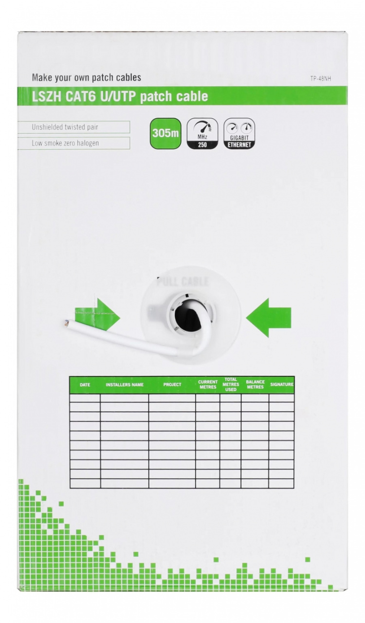 DELTACO U/UTP Cat6 patchkabel, 305m boks, 250MHz, LSZH, hvit