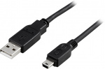 DELTACO USB 2.0 kabel Type A output-Type mini B output,2m,svart