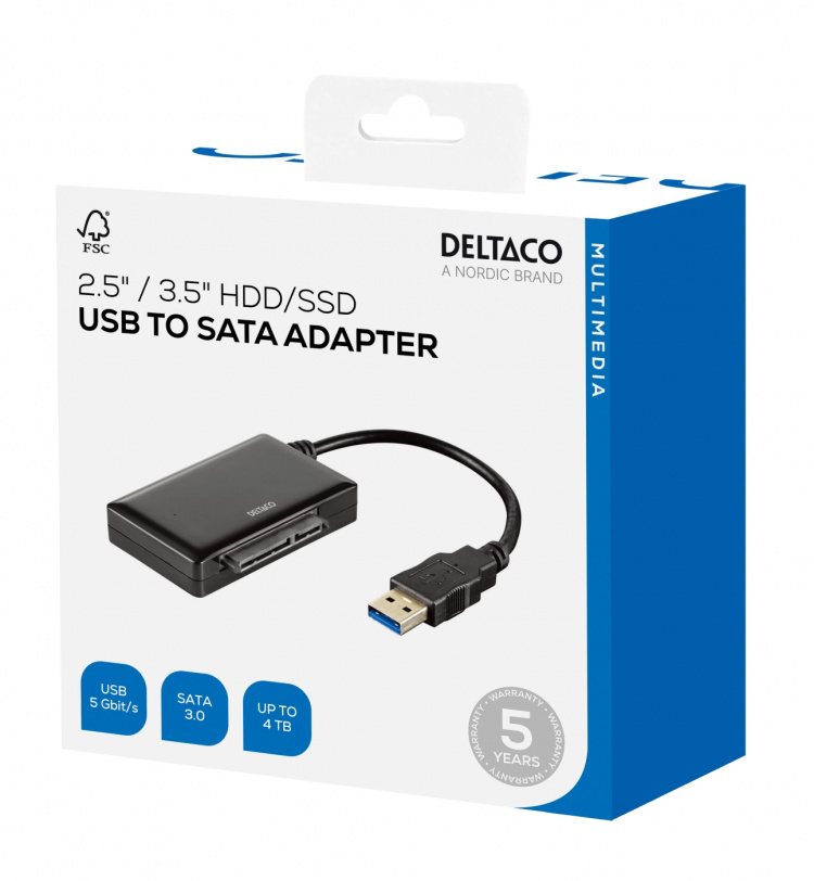 DELTACO USB 3.0 til SATA 6Gb/s adapter, for 2,5/3,5 DELTACO USB 3.0 til SATA 6Gb/s adapter, for 2,5/3,5