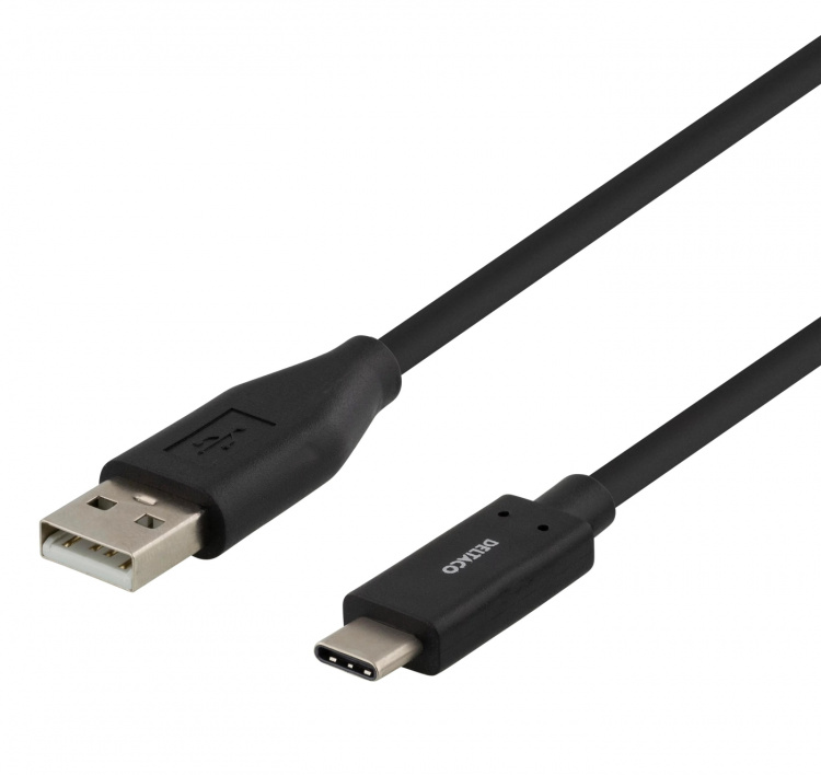 DELTACO USB 2.0-kabel, Type C - Type A hann, 0,5 m, svart DELTACO USB 2.0-kabel, Type C - Type A hann, 0,5 m, svart