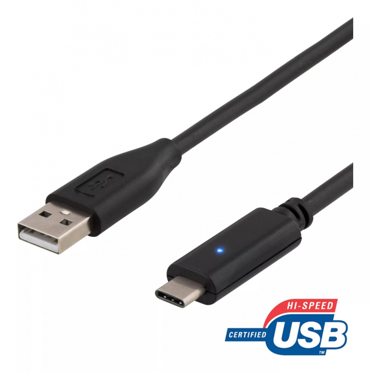 DELTACO USB 2.0-kabel, Type C - Type A hann, 1,5 m, svart DELTACO USB 2.0-kabel, Type C - Type A hann, 1,5 m, svart