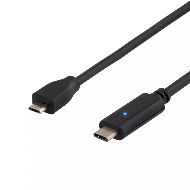 DELTACO USB 2.0-kabel, Type C - Type Micro B ha, 1 m, svart