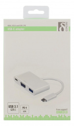 DELTACO USB-C til VGA- og USB Type A-adapter, USB-C ho, 60 W, hvit DELTACO USB-C til VGA- og USB Type A-adapter, USB-C ho, 60 W, hvit
