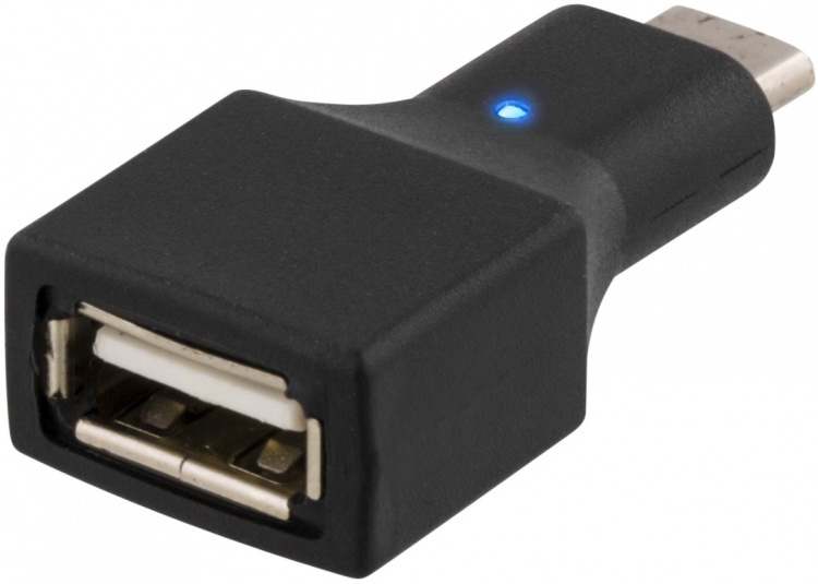 DELTACO USB 2.0-adapter, Type C - Type A hunn, svart DELTACO USB 2.0-adapter, Type C - Type A hunn, svart