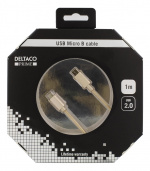 DELTACO PRIME USB kabel, 2.0, Type C Ha, Type Micro-B Ha, 1m, gull DELTACO PRIME USB kabel, 2.0, Type C Ha, Type Micro-B Ha, 1m, gull