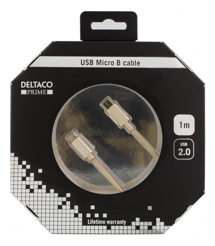 DELTACO PRIME USB kabel, 2.0, Type C Ha, Type Micro-B Ha, 1m, gull DELTACO PRIME USB kabel, 2.0, Type C Ha, Type Micro-B Ha, 1m, gull
