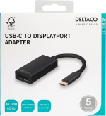 DELTACO USB 3.1 til DisplayPort adapter, USB type C - DP Ho , svart