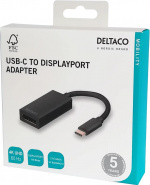 DELTACO USB 3.1 til DisplayPort adapter, USB type C - DP Ho , svart