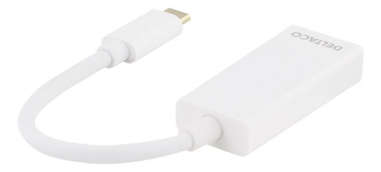 DELTACO USB 3.1 til DP-adapter, Type C - DP, 4K, UHD, hvit DELTACO USB 3.1 til DP-adapter, Type C - DP, 4K, UHD, hvit