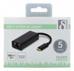 DELTACO USB 3.1 nettverksadapter, Gigabit, 1xRJ45, USB Type C, svart