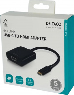 DELTACO USB 3.1 til HDMI adapter, USB type C Ha - HDMI Ho, svart DELTACO USB 3.1 til HDMI adapter, USB type C Ha - HDMI Ho, svart