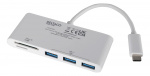 DELTACO USB 3.1 Gen 1-hub, USB-C, 3USB A, SD/microSD-leser, hvit
