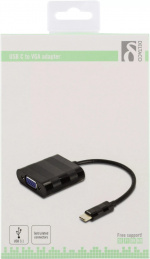 DELTACO USB 3.1 til VGA adapter, USB type C Ha - VGA Ho, svart