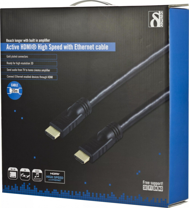 HDMI-kabel, aktiv, 20m, ha-ha, 1080p, v1.4