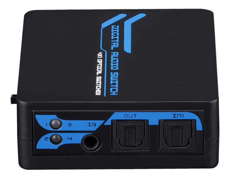 SPDIF/TOSLINK Digital optisk lydbryter 4-1, inkl. fjernkontroll, svart