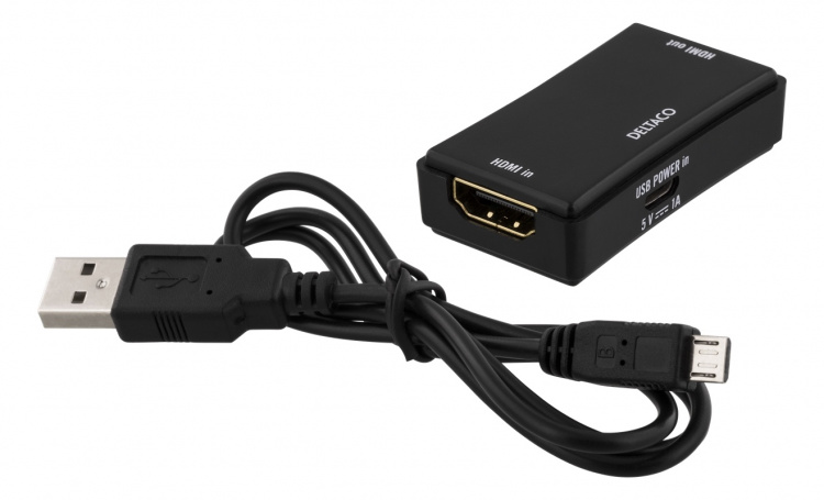 HDMI-forlenger, Ultra HD30/60Hz, 25m, HDCP 2.2, svart HDMI-forlenger, Ultra HD30/60Hz, 25m, HDCP 2.2, svart