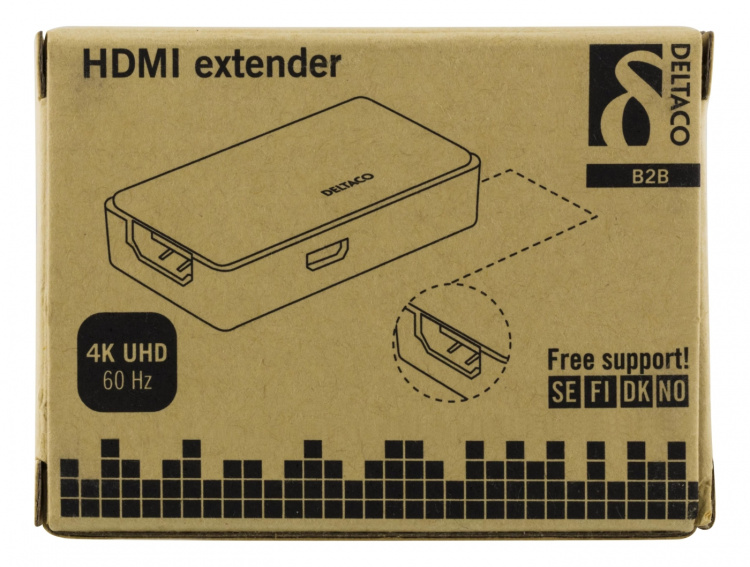 HDMI-forlenger, Ultra HD30/60Hz, 25m, HDCP 2.2, svart HDMI-forlenger, Ultra HD30/60Hz, 25m, HDCP 2.2, svart