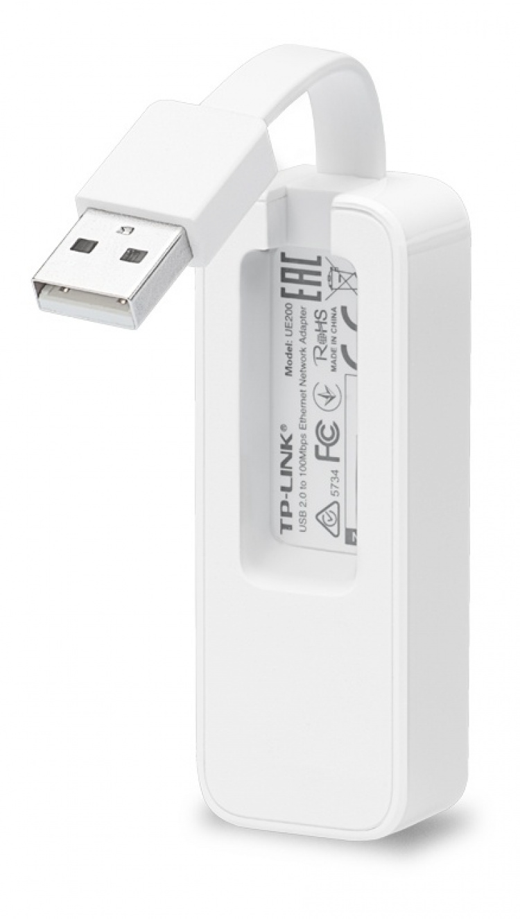 TP-LINK USB 2.0 nettverksadapter, 100 Mbps, 1xRJ45 hunn, 1xUSB hankjønn, hvit