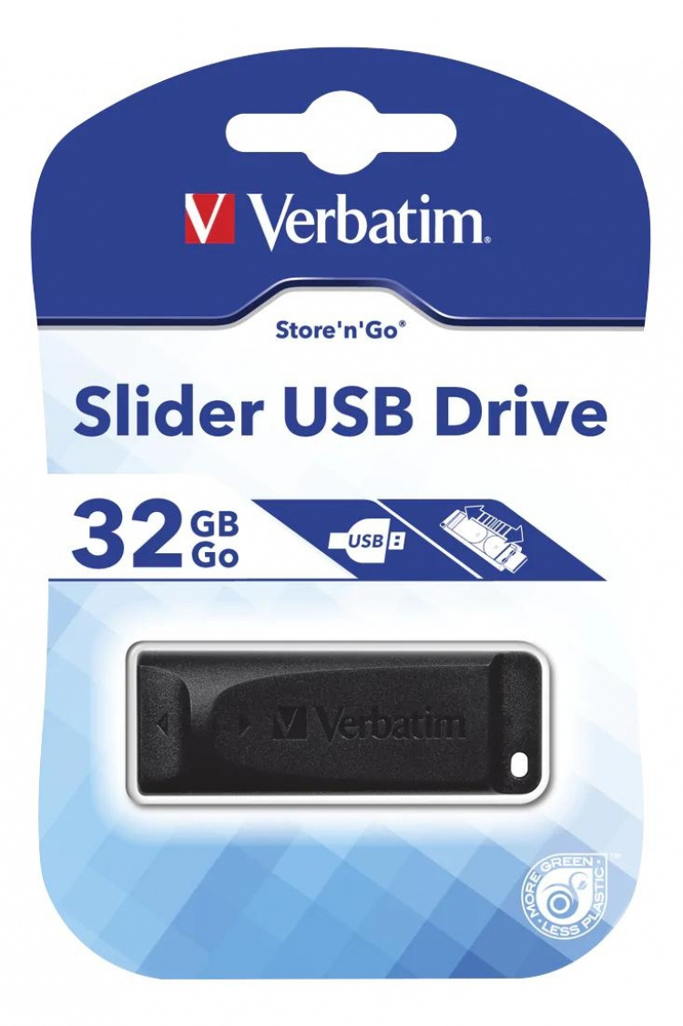 Verbatim USB DRIVE 2.0 STORE N GO SLIDER 32 GB SVART