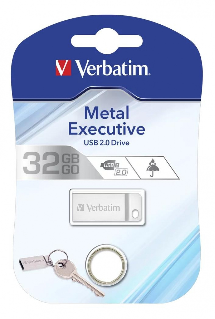 Verbatim store \'n\' Go Metal Executive USB 2.0-stasjon i sølv, 32 GB