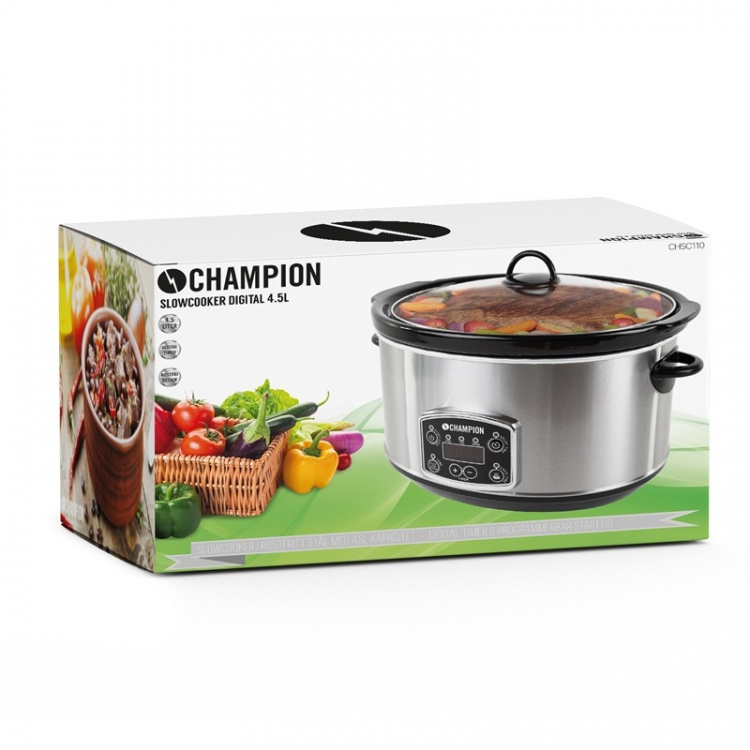 Champion Slowcooker 4,5L 280W SC110 Rustfritt stål