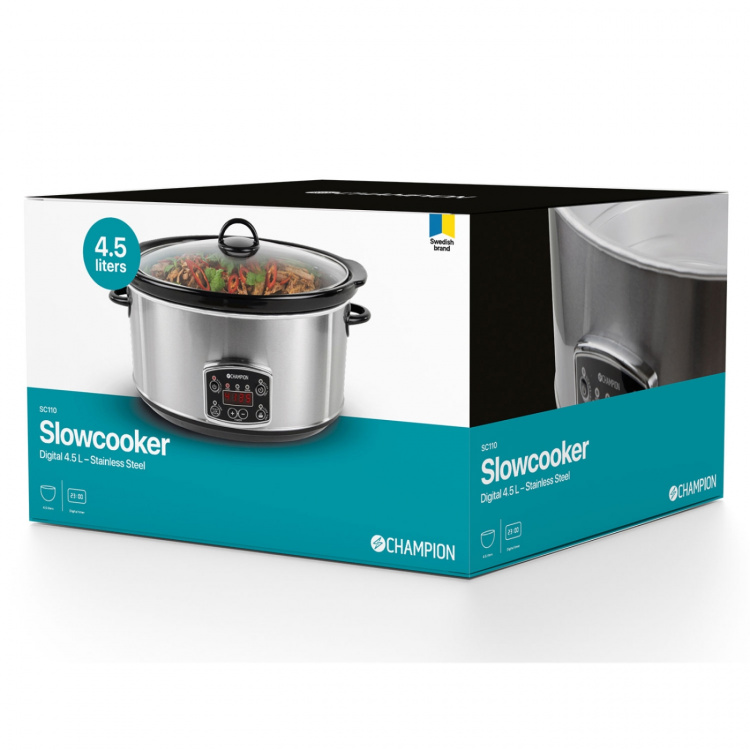 Champion Slowcooker 4,5L 280W SC110 Rustfritt stål