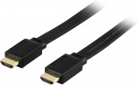 DELTACO HDMI-kabel, v1.4+Ethernet, 19-pin ha-ha, 1080p,flat,svart, 5m