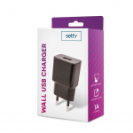 Setty USB-vegglader, 1A, svart