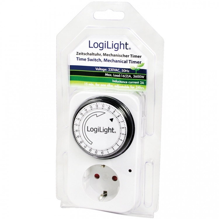 LogiLink Innendørs tidsur 24 timer mekanisk 16A LogiLink Innendørs tidsur 24 timer mekanisk 16A