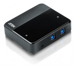 ATEN USB 3.0-hub for 2 datamaskiner, 4xUSB A hunn, 2xUSB B hunn, svart