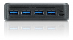 ATEN USB 3.0-hub for 2 datamaskiner, 4xUSB A hunn, 2xUSB B hunn, svart