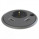 powerdot - Strøm, 2×USB-lader, gjennomføringshull powerdot - Strøm, 2×USB-lader, gjennomføringshull