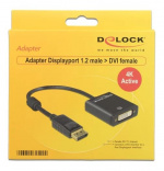 DeLOCK Adapter Displayport 1.2 hann > DVI hunn 4K Aktiv svart