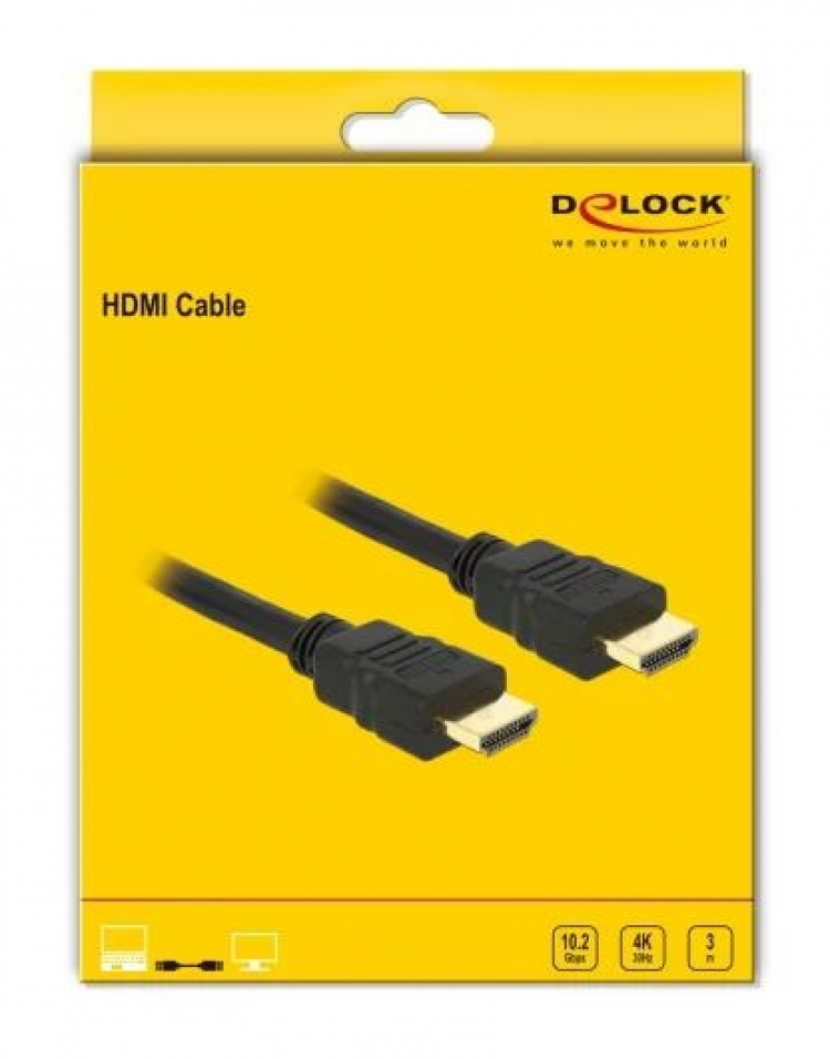 DeLOCK Kabel høyhastighets HDMI Ethernet-HDMI A hann>HDMI A hann, 3 m