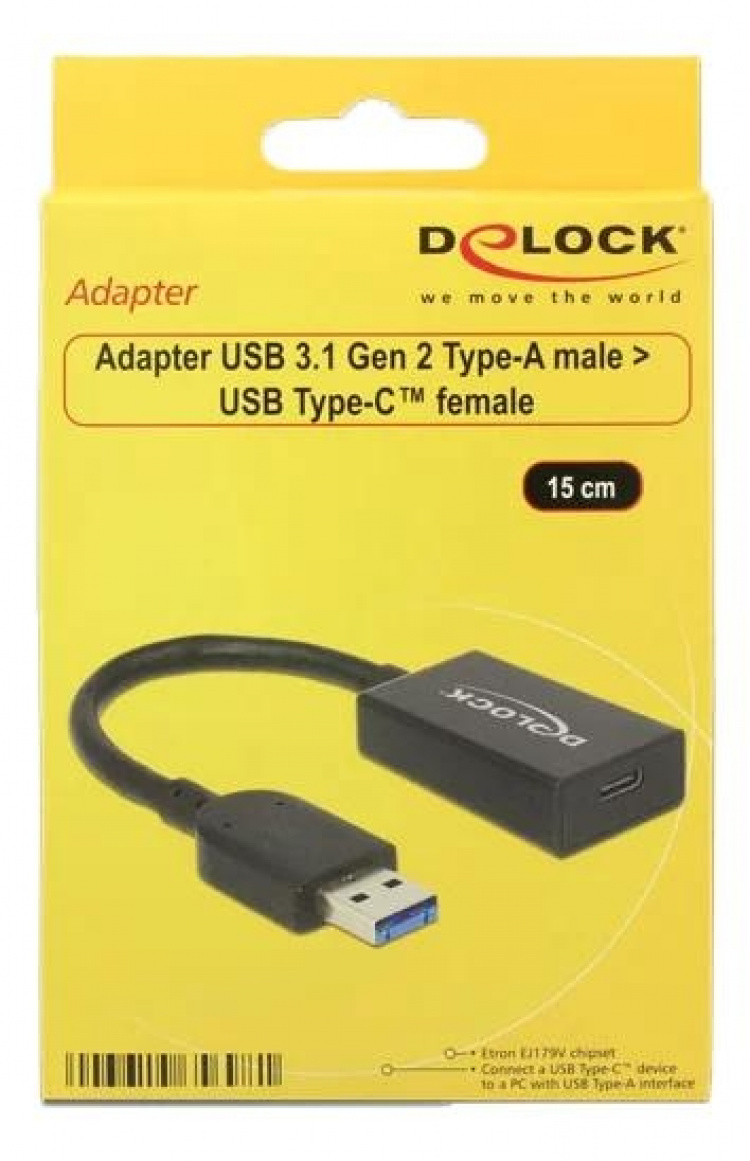 DeLOCK Konverter USB 3.1 Gen 2 hann > USB Type-C 15 cm