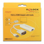 DeLOCK VGA til HDMI-adapter med lyd, hvit