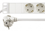 DELTACO Strømskinne med 8xCEE 7/4-kontakter, 1xCEE 7/7, kapselbeskyttelse, hvit
