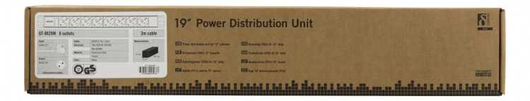 DELTACO Strømskinne med 8xCEE 7/4-kontakter, 1xCEE 7/7, kapselbeskyttelse, hvit