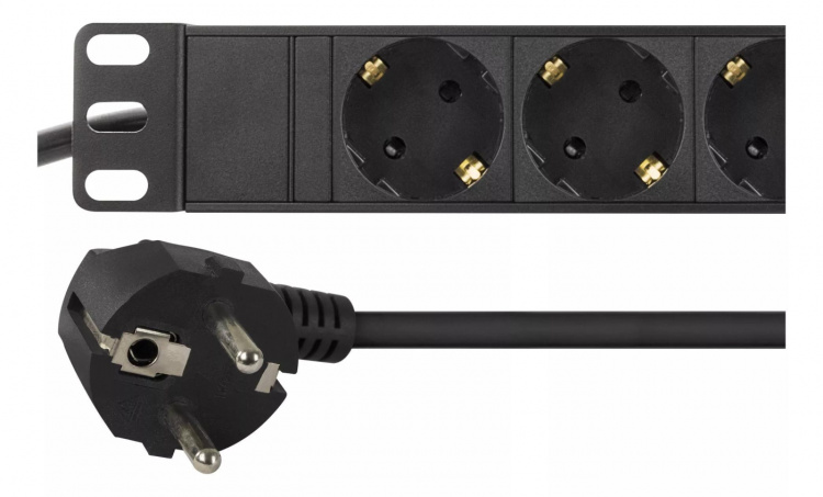 DELTACO stikkontakt, 9xCEE 7/4, 1xCEE 7/7, stiftbeskyttet, 2m kabel, svart DELTACO stikkontakt, 9xCEE 7/4, 1xCEE 7/7, stiftbeskyttet, 2m kabel, svart