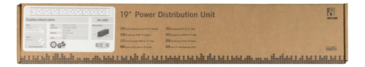 DELTACO stikkontakt, 9xCEE 7/4, 1xCEE 7/7, stiftbeskyttet, 3m kabel, svart