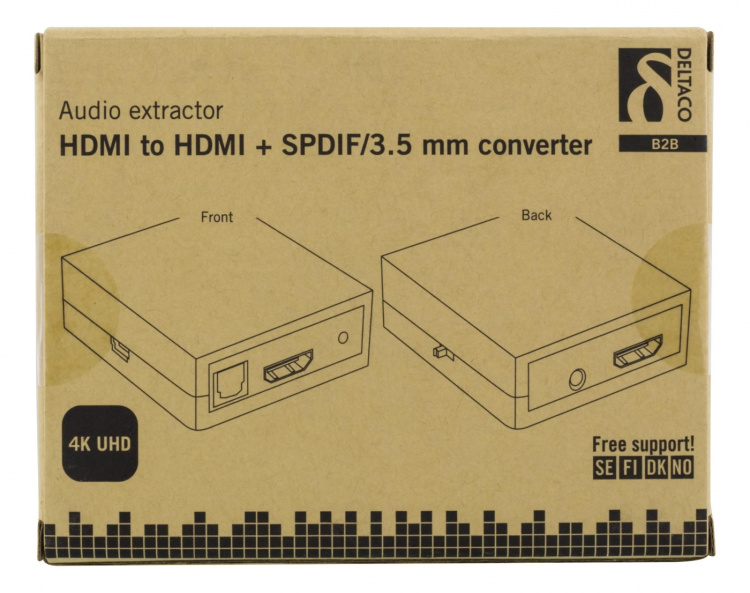 DELTACO HDMI til HDMI +SPDIF/3,5 mm omformer, Ultra HD 30 Hz, svart DELTACO HDMI til HDMI +SPDIF/3,5 mm omformer, Ultra HD 30 Hz, svart