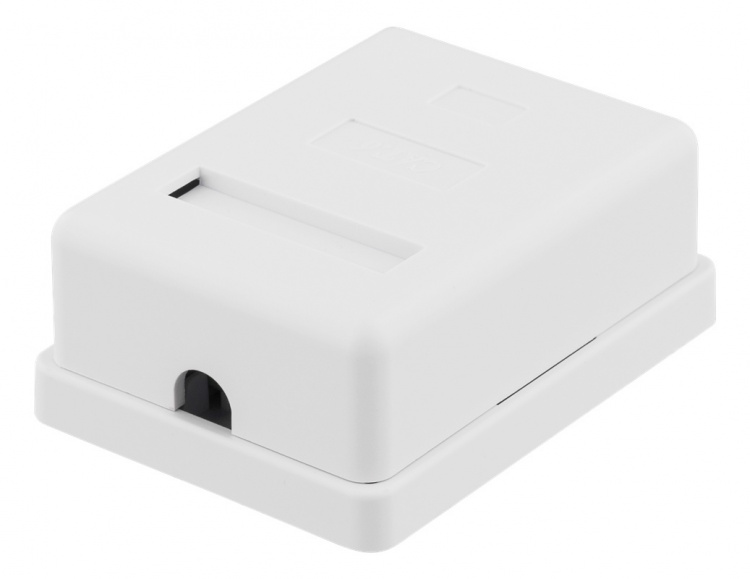 DELTACO uskjermet vegguttak, utenpåliggende UTP 1xRJ45, Cat6, hvit