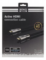 DELTACO PRIME aktiv HDMI-kabel, 10 m, brodert, HDMI høyhastighet med Ethernet, HDMI type A ha